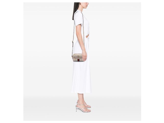 Gucci Mini Borsa a Tracolla Ophidia Web GG Supreme Beige - vista 6