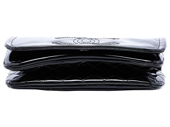 Chanel Black CC Patent Lipstick Ligne Flap - vista 3