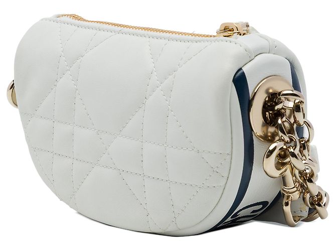 Borsa a tracolla Dior Vibe in micro pelle di agnello Cannage bianca - vista 2