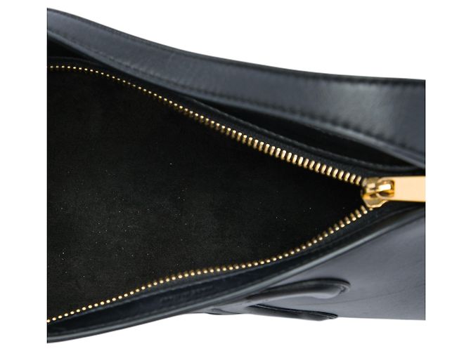 Céline Borsa a tracolla Celine Cuir Triomphe in pelle di vitello liscia nera - vista 4