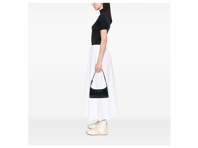 Céline Borsa a tracolla Celine Cuir Triomphe in pelle di vitello liscia nera - vista 5