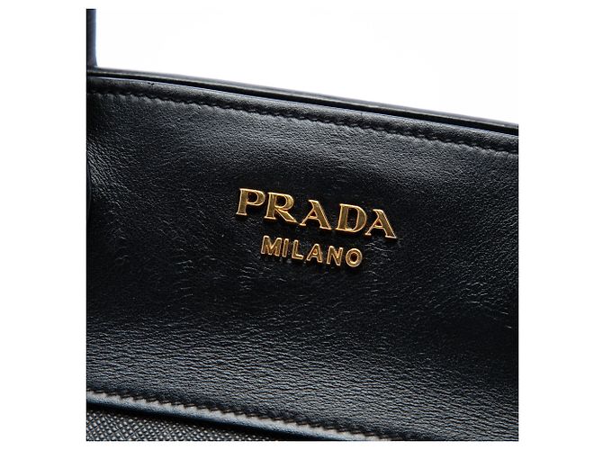 Borsa Prada Esplanade in pelle Saffiano e City Calf nera - vista 5