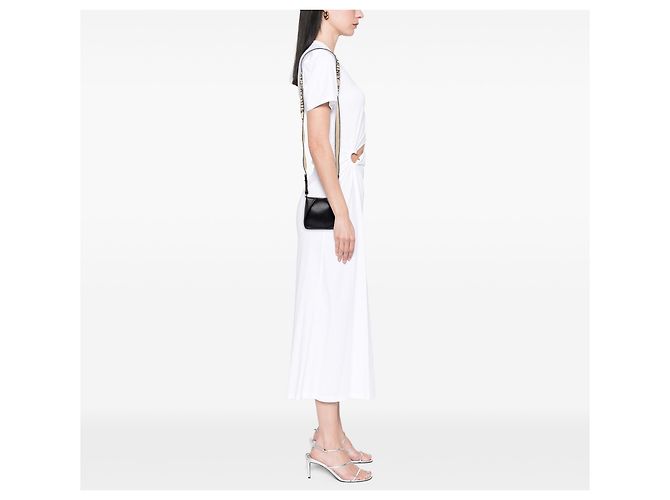 Stella Mc Cartney Stella McCartney Borsa a tracolla in micro ecopelle nera traforata con logo - vista 6