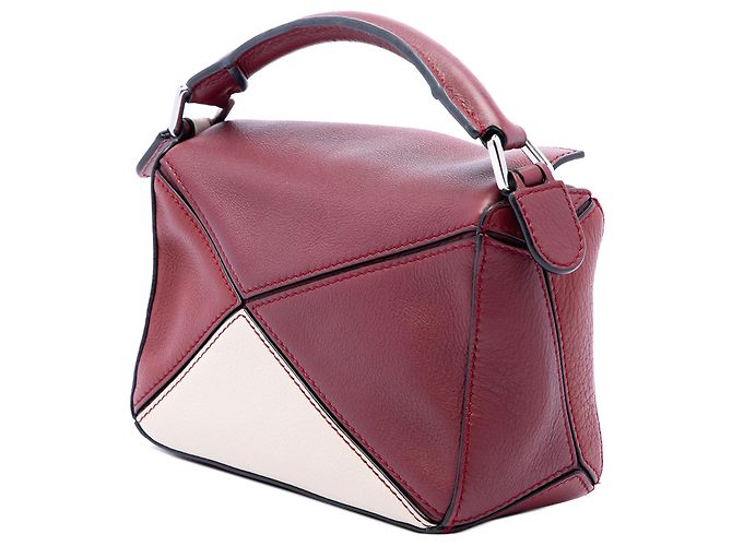 LOEWE Mini Puzzle Satchel aus bicolor Kalbsleder rot - Ansicht 2