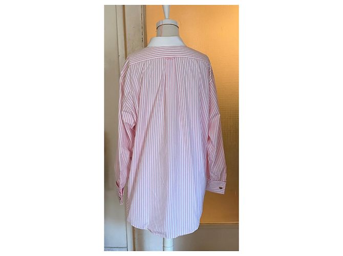 Chanel Rosa-weiß gestreiftes Baumwollhemd mit CC-Logo - Ansicht 6