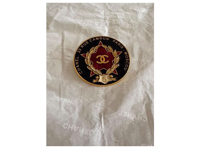 Spilla Circolare Chanel Oro Rosso Nero - vista 4