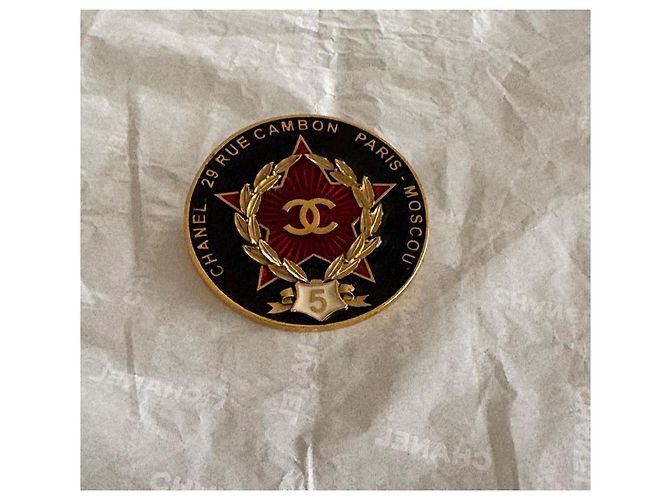 Spilla Circolare Chanel Oro Rosso Nero - vista 5