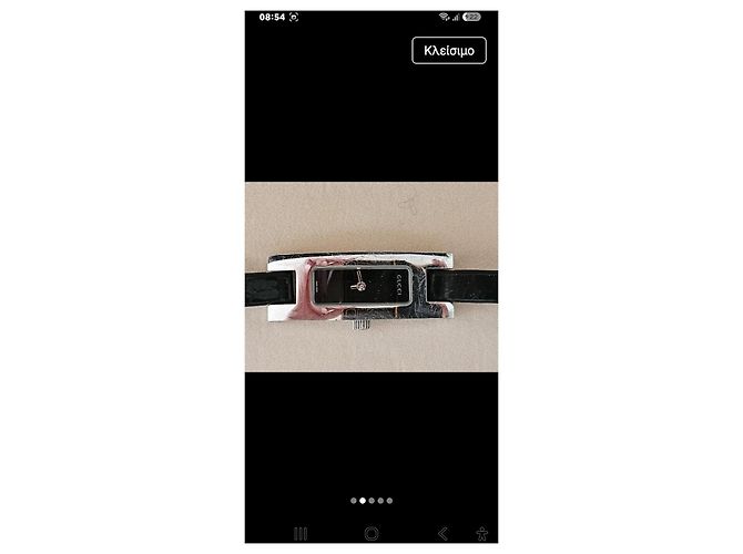 Reloj Rectangular Gucci para Mujer de Acero y Cuero Negro - vista 4
