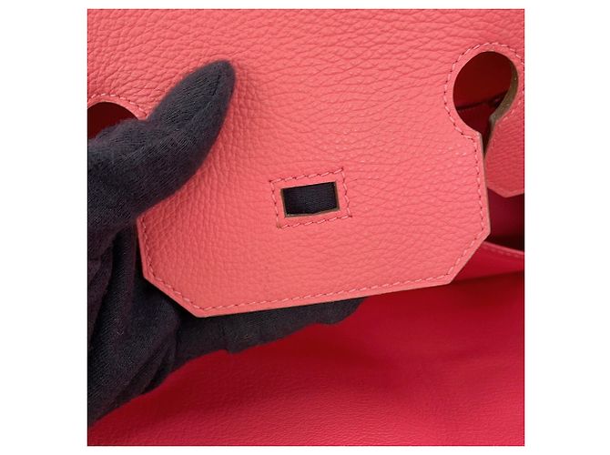 Hermès Borsa Hermes Birkin 35 Rose Lipstick in pelle Togo - vista 12