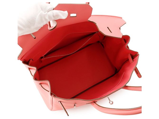 Hermès Borsa Hermes Birkin 35 Rose Lipstick in pelle Togo - vista 5