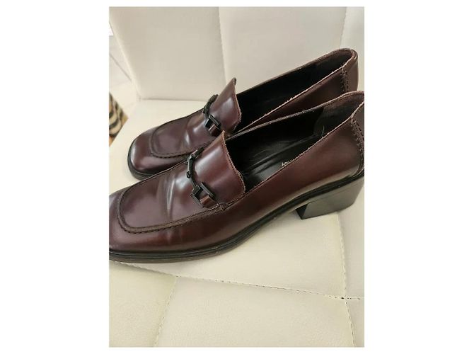Gucci Mocassini Horsebit in pelle bordeaux - vista 4