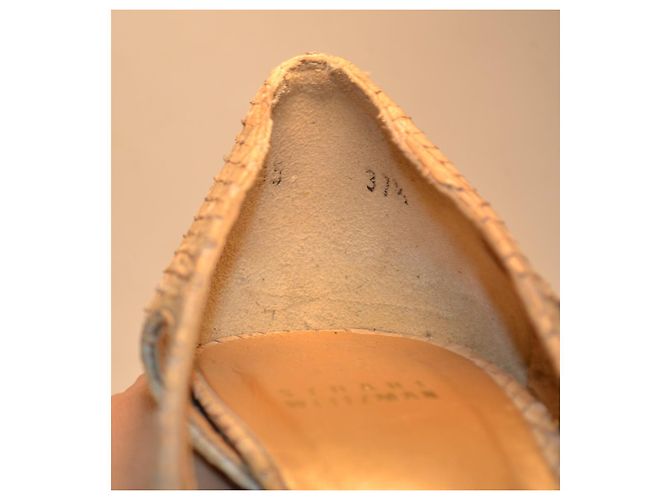 Stuart Weitzman Beige Python Leather Peep-Toe Pumps - view 7