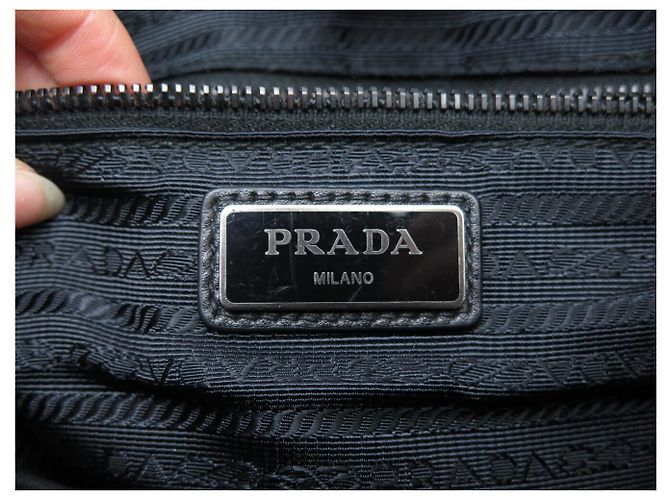 PRADA BLACK LEATHER AND RE-NYLON CANVAS BACKPACK - view 13