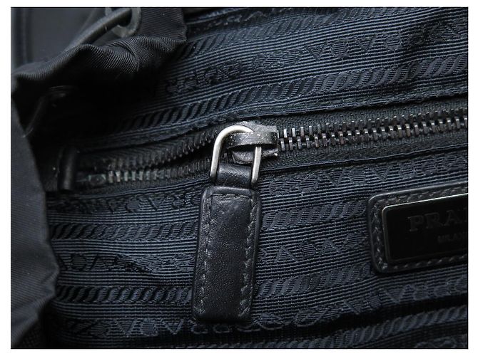 PRADA BLACK LEATHER AND RE-NYLON CANVAS BACKPACK - view 15