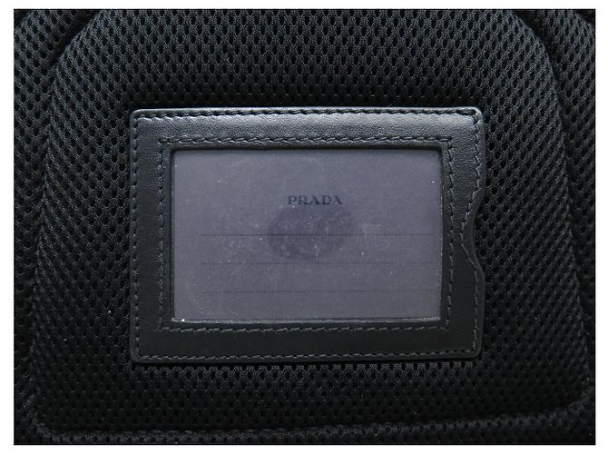PRADA BLACK LEATHER AND RE-NYLON CANVAS BACKPACK - view 6