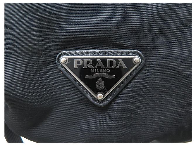 PRADA BLACK LEATHER AND RE-NYLON CANVAS BACKPACK - view 9