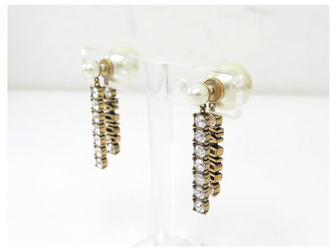 NUOVI ORECCHINI DIOR TRIBALES PENDENTI J'ADIOR PERLE STRASS ORO - vista 3