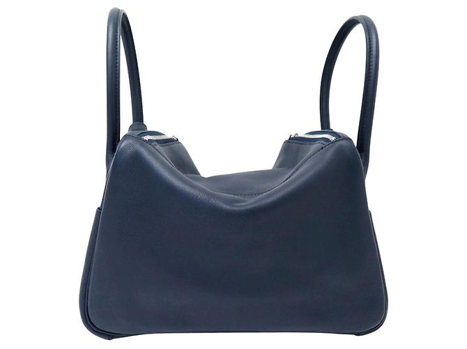 Hermès NUOVO BORSA HERMES LINDY 26 PM PELLE SWIFT BLEU ANCRE DARK BLUE - vista 2