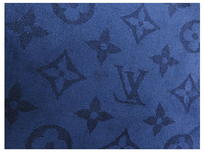 SCIALLE LOUIS VUITTON MONOGRAM CLASSIC 140 CM LANA E SETA BLU SCARF SHAWL - vista 9
