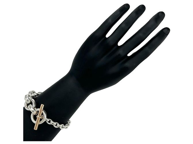 Hermès Bracciale Hermes Clic H Au750 Oro Rosa e Argento - vista 2