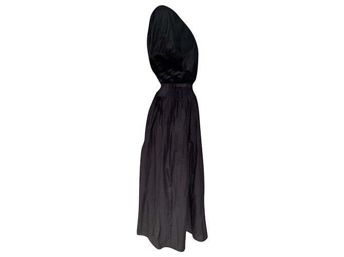 Autre Marque Vestido midi asimétrico con aberturas Matteau en algodón negro - vista 4