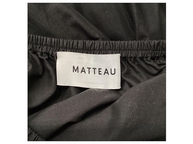 Autre Marque Vestido midi asimétrico con aberturas Matteau en algodón negro - vista 7