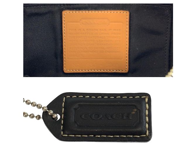 Borsa a tracolla mini in pelle e tela Signature COACH - vista 3