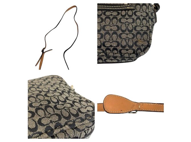 Borsa a tracolla mini in pelle e tela Signature COACH - vista 5
