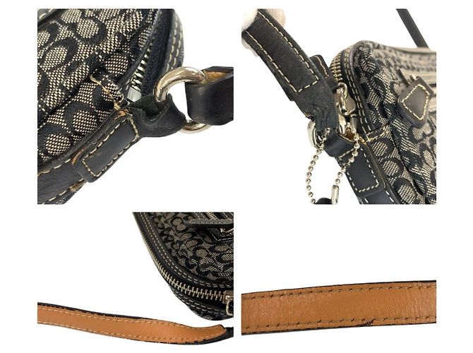 Borsa a tracolla mini in pelle e tela Signature COACH - vista 6