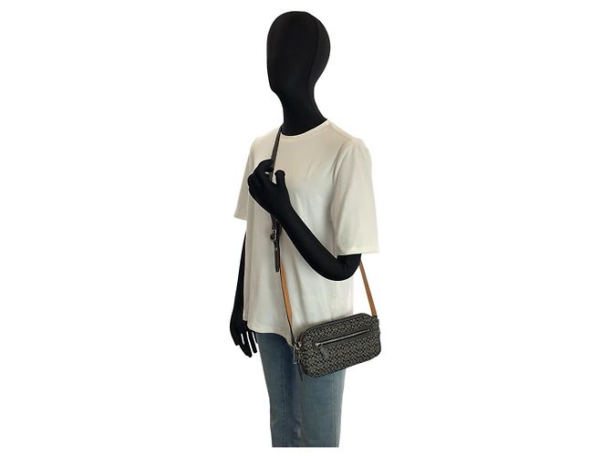 Borsa a tracolla mini in pelle e tela Signature COACH - vista 7