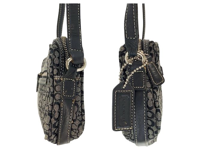 Borsa a tracolla mini in pelle e tela Signature COACH - vista 8