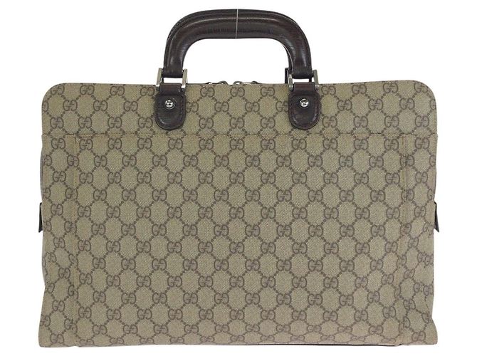 Sacoche Gucci GG Supreme Canvas Leather Briefcase - vue 2