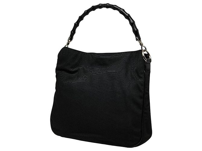 Borsa Gucci Bamboo in nylon nero - vista 2