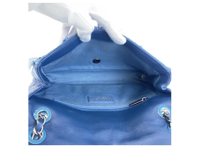 Chanel Coco Mark Turn Lock Denim Leder Schultertasche mit Kette - Ansicht 9