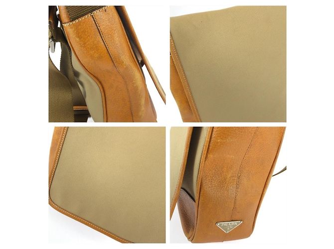 Bolsa de Ombro Prada em Lona e Couro - vista 5