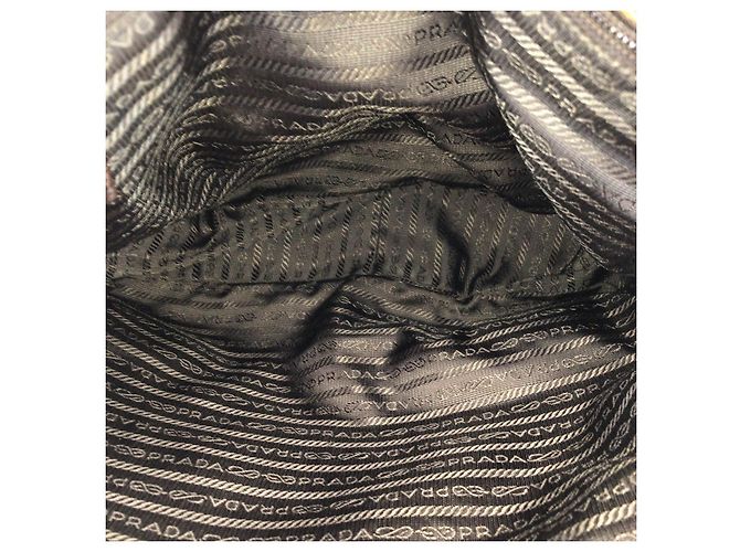 Bolsa de Ombro Prada em Lona e Couro - vista 9