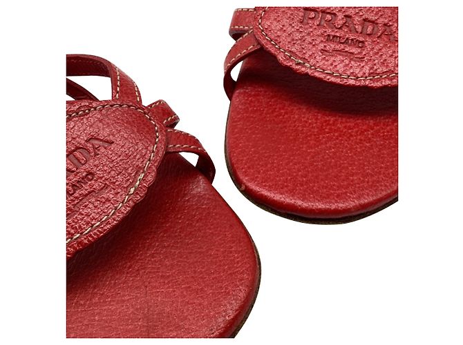 Sandali slingback con tacco kitten Prada in pelle burgundy - vista 10