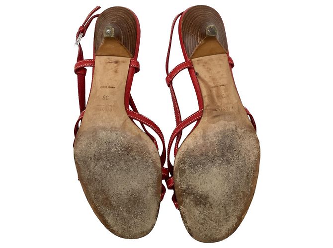 Sandali slingback con tacco kitten Prada in pelle burgundy - vista 12