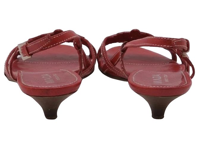 Sandali slingback con tacco kitten Prada in pelle burgundy - vista 4