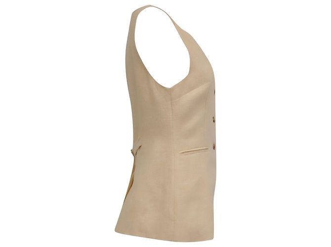 Autre Marque Posse Nancy Gilet Top aus cremefarbenem Leinen - Ansicht 3