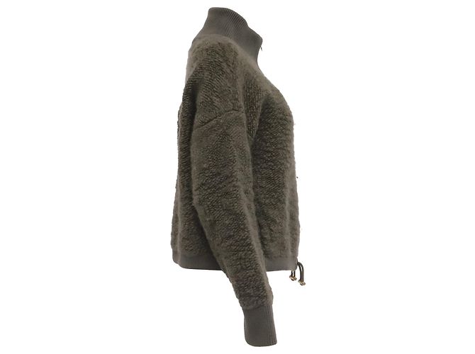 Autre Marque Varley Zip-Up Sweater aus Wolle in Olive - Ansicht 3