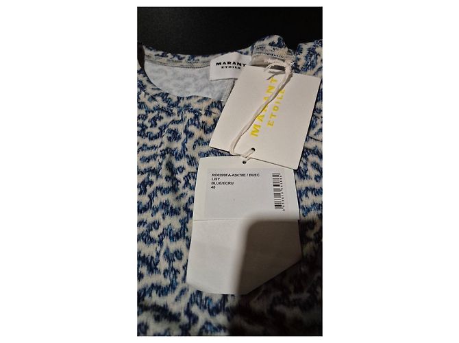 Isabel Marant Etoile Vestido largo estampado azul y blanco - vista 3
