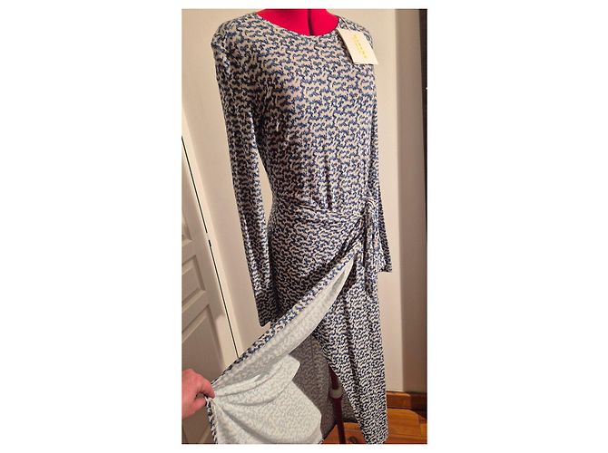 Isabel Marant Etoile Vestido largo estampado azul y blanco - vista 6