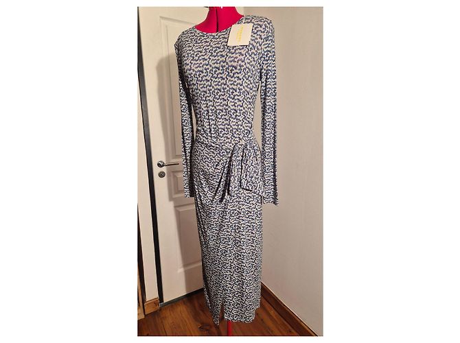 Isabel Marant Etoile Vestido largo estampado azul y blanco - vista 7