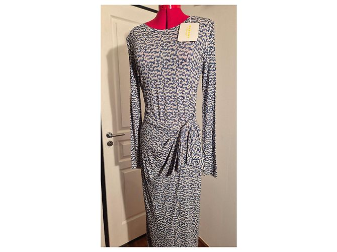 Isabel Marant Etoile Vestido largo estampado azul y blanco - vista 9