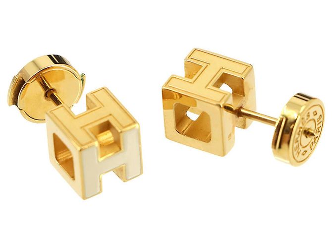 Hermès Boucles d'oreilles Hermes Cage d'H H Cube - vue 3