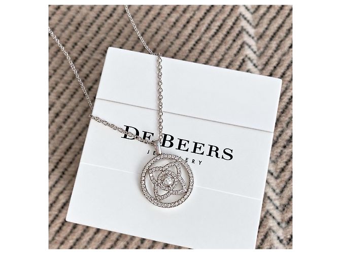 De Beers Lotus Series Platin-Diamant-Halskette - Ansicht 2