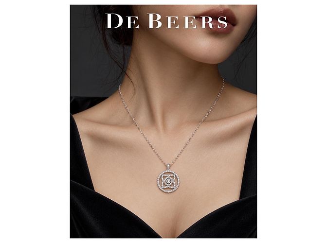 De Beers Lotus Series Platin-Diamant-Halskette - Ansicht 5