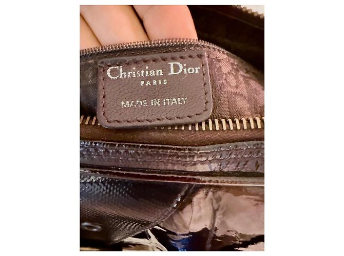 Borsa Dior Gaucho in pelle verniciata marrone - vista 6