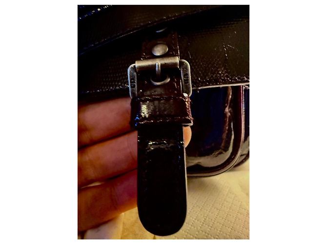 Borsa Dior Gaucho in pelle verniciata marrone - vista 9